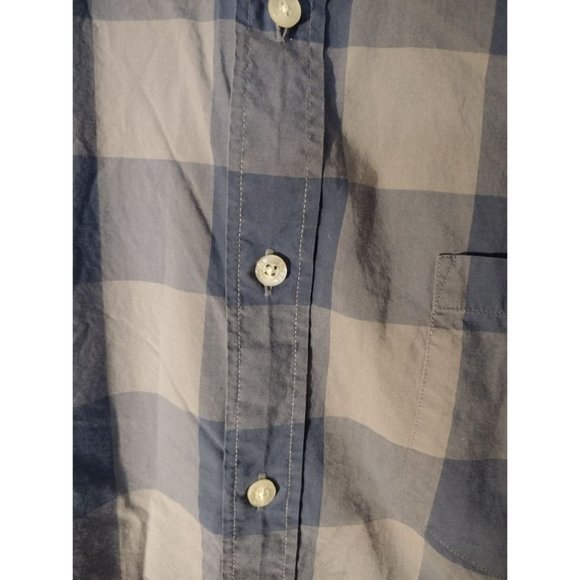 Large Men's J.Crew Tailored Fit Grey & Blue Plaid Long Sleeve Button Up Shirt - Picture 3 of 8